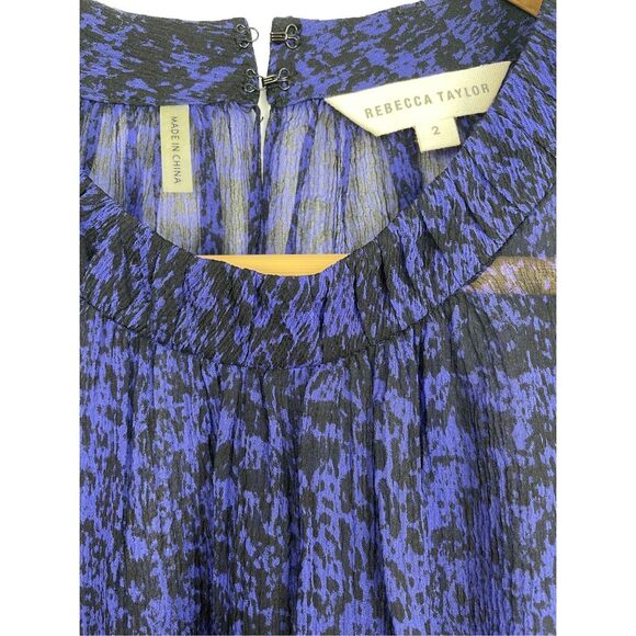 Rebecca Taylor silk sheer printed purple top size 2 - Picture 4 of 6